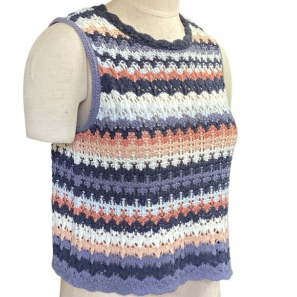 Universal Thread Cropped Sleeveless Crochet Knit Tank Top Sz M 166C - Picture 2 of 8